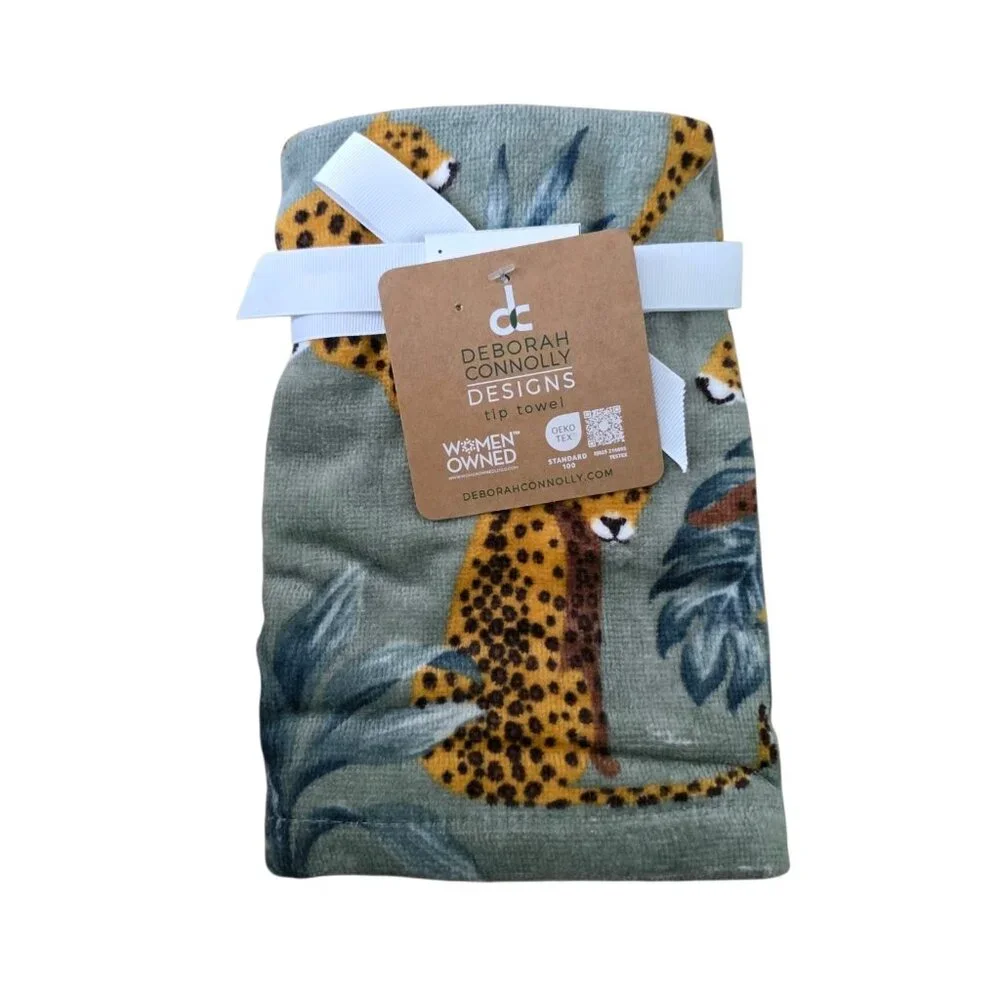 Deborah Connolly Set of 2 Cheetah Leopard Jungle Tip Towels NWT